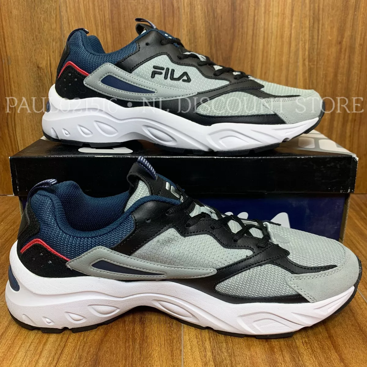 FILA Men s Recollector Trail Sneaker Shoes Grey Black Blue Sizes Condition