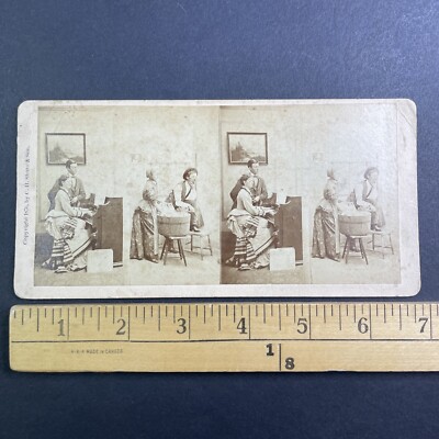 Before and After Marriage Husband Wife Stereoview R.G. Shute c1870s Y4352