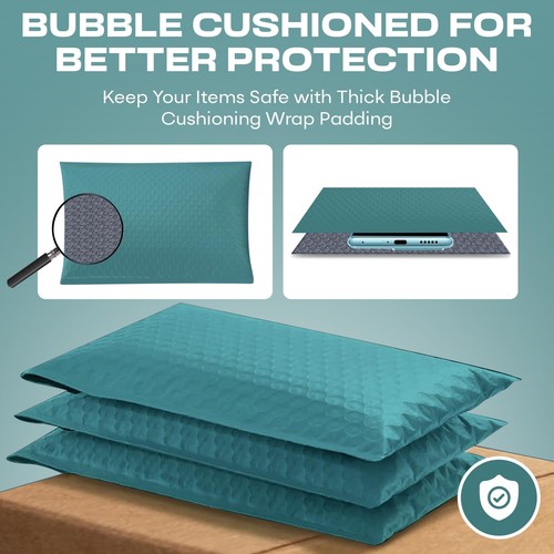 Green 12.5x19.5 Inch Large Poly Bubble Mailers #6 | Padded Envelopes with Self S - Afbeelding 3 van 7