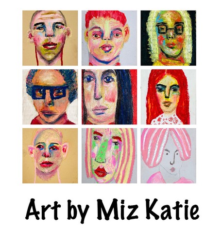 Outsider Art Quirky Woman Portrait Painting Torn Cardboard Black White Hair - Picture 12 of 13