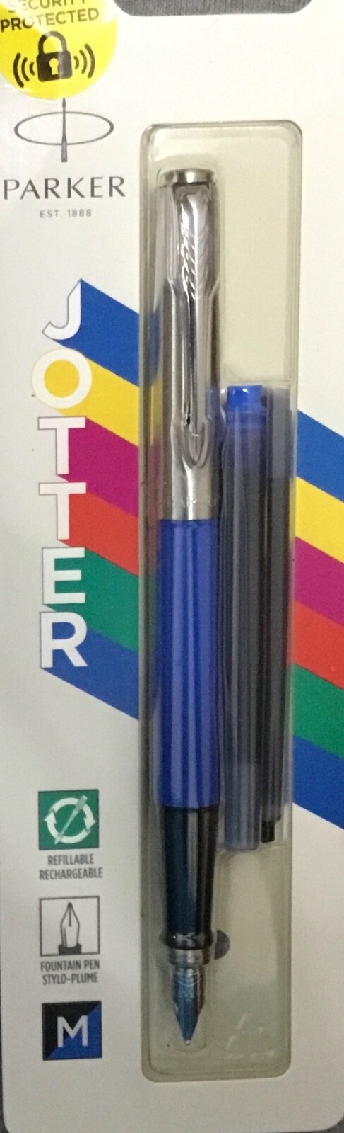 Parker Jotter Original  Medium Fountain Pen - blue Barrel, Black and Blue Ink