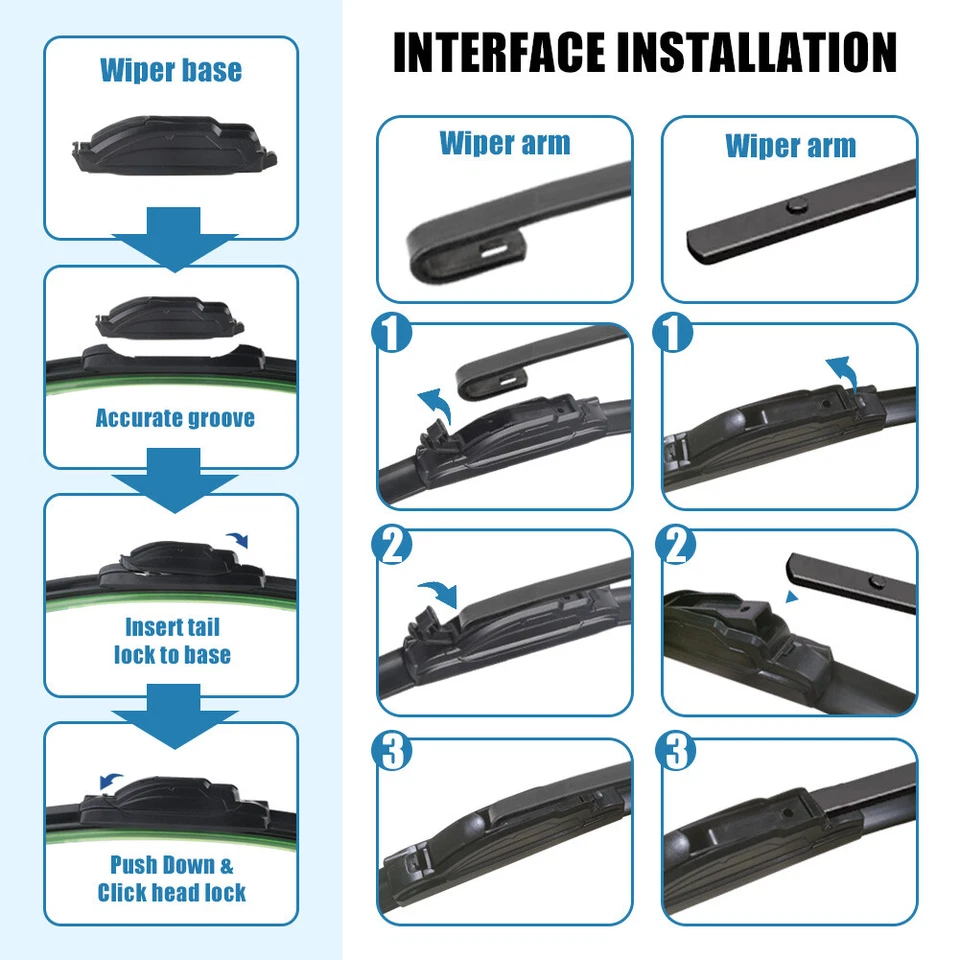 Par de limpiaparabrisas delantero de silicona para Toyota Tacoma 1995-2004 Foto 3 de 4
