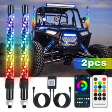 2PCS 1FT Lighted LED Whip Light Antenna RGB Chasing For RZR Can-am X3 UTV ATV