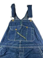 Vintage KEY Overalls Mens 34x30 Blue Denim Solid Dark Workwear Made in Mexico