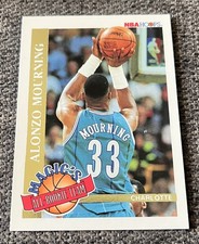 1992-93 NBA Hoops Magic's All-Rookie #2 Alonzo Mourning RC - Hornets