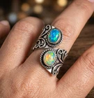 Ethiopian Fire Opal Gemstone 925 Sterling Silver Handmade Jewelry Ring Gift For