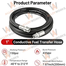 1" Fuel Transfer Hose Fuel Hose for Diesel Gasoline Kerosene 10FT 12FT 20FT