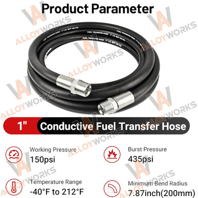 1'' Fuel Transfer Hose Fuel Hose for Diesel Gasoline Kerosene 10FT 12FT 20FT