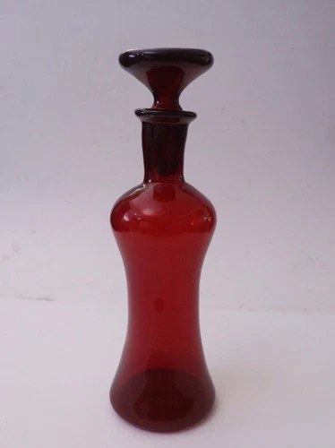 VINTAGE MED CENTURY BEAUTIFUL BLENKO ART GLASS DECANTER WITH STOPPER DESIGN