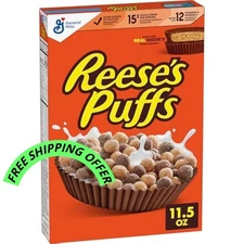 Reese's Puffs Chocolatey Peanut Butter Cereal, 11.5 oz Box