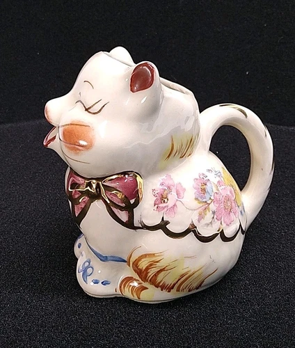 Shawnee Puss N Boots Cream Pitcher Gold hand painted Vintage Rare HTF EXCELLENT