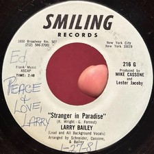 LARRY BAILEY Stranger In Paradise 45 UNKNOWN Inept* RARE Modern Soul BREAKS