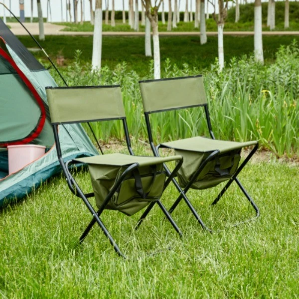 2-Piece Padded Folding Outdoor Chairs with Storage Pockets, Lightweight HCHI4846093196807475223