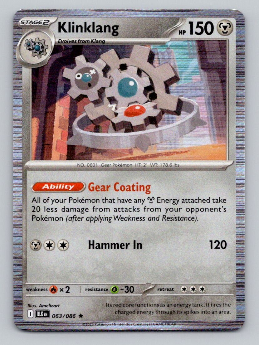 Klinklang 063/086 Rare Black Bolt Pokemon Holo Near Mint