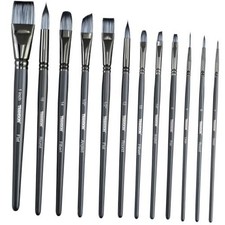 Artist Paint Brush Set of 12 for Watercolor Acrylic Gouache Oil and Grey 12PCS