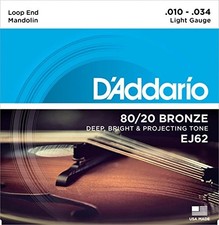 D'Addario EJ62 80/20 Bronze Mandolin Strings, Light, 10-34