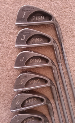 TZ GOLF - VINTAGE RARE Ping Karsten III BLACK Dot 1, 3-W, 9 Club