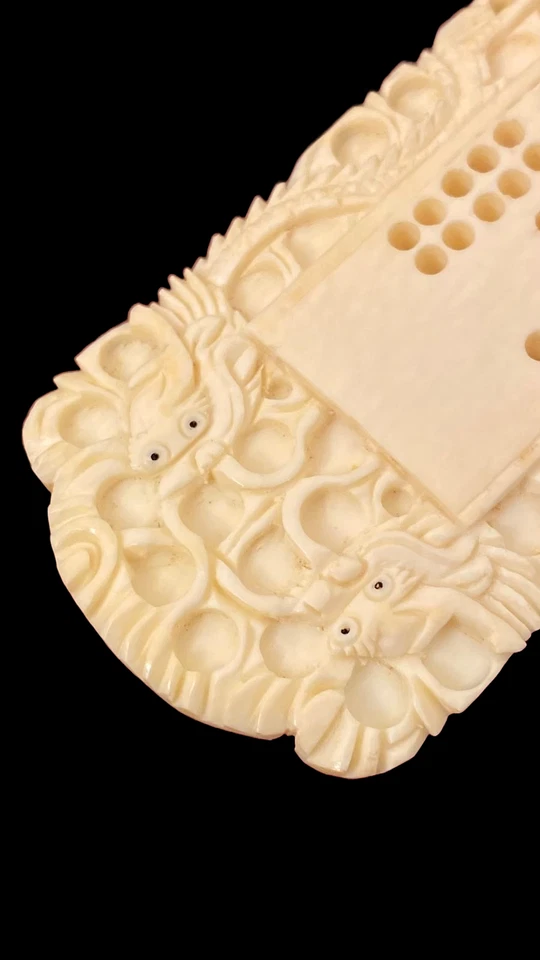 Antiguo tablero de cuna chino tallado a mano del siglo XIX - Juego raro y completo Foto 4 de 4