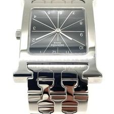 HERMES Watch HH1.510 Stainless Steel Quartz QZ Black Dial Silver Men's Used 3