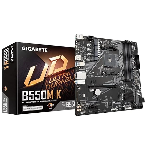 Gigabyte B550M K Motherboard - Supports AMD Ryzen 5000 Series AM4 CPUs