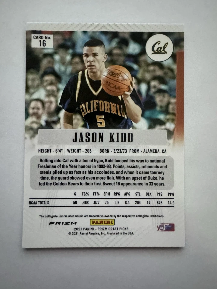 2021-22 Panini Prizm Draft Picks - Flashback Jason Kidd #16 - Silver Prizm - Image 2 of 2