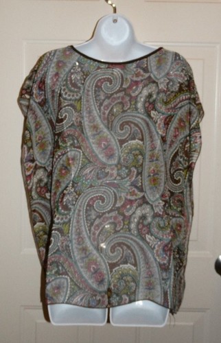 Six Degrees of Separation Scarf Print Sheer Paisley Floral Blouse Size Small - Imagen 4 de 5