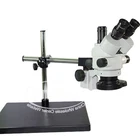 Simul-Focal Focus 7X-45X Trinocular Industrial Zoom Stereo Microscope Set+ Stand