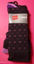 Hanes Premium Men's Dress Crew Socks 3 Pair Black Purple Red Pink Shoe Size 6-12