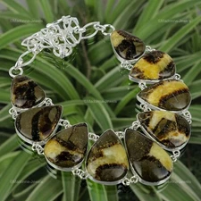 Mothers day Deal Sterling Silver Septarian Gemstone Anniversary Chain Necklace