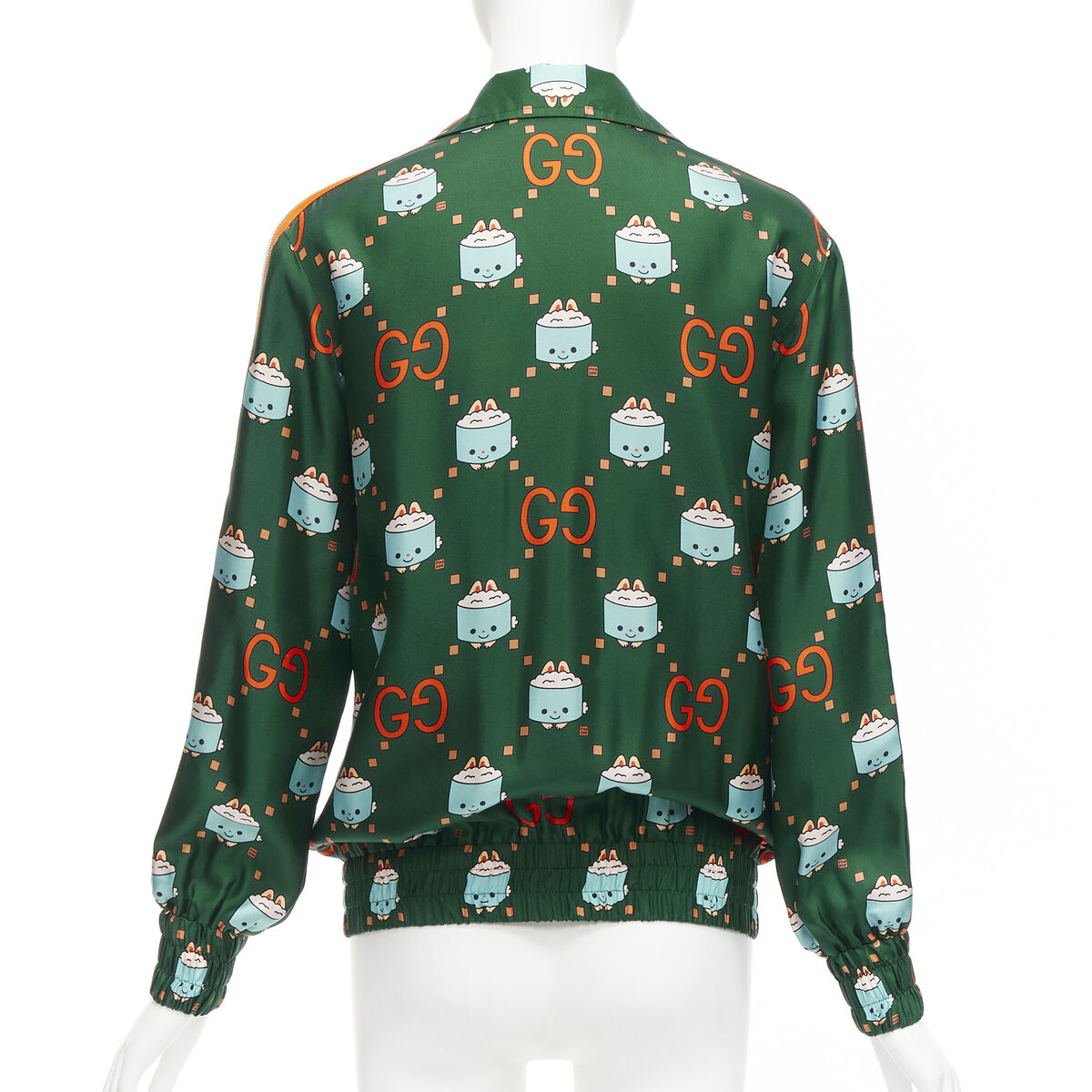 GUCCI 2023 Pikarar GG logo monogram green orange silk track GUCCI 2023 Pikarar GG logo monogram green orange silk track