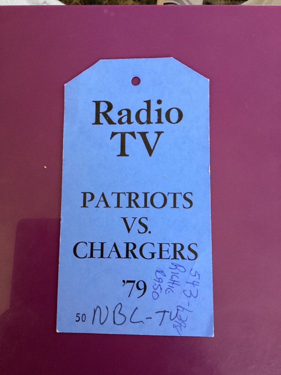 1979 Patriots versus Chargers, NFL NBC media press pass Fouts