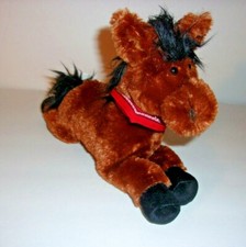 Animal Alley Gund Brown Horse Red Bandanna Lying Down Plush Small 9.5" 2007