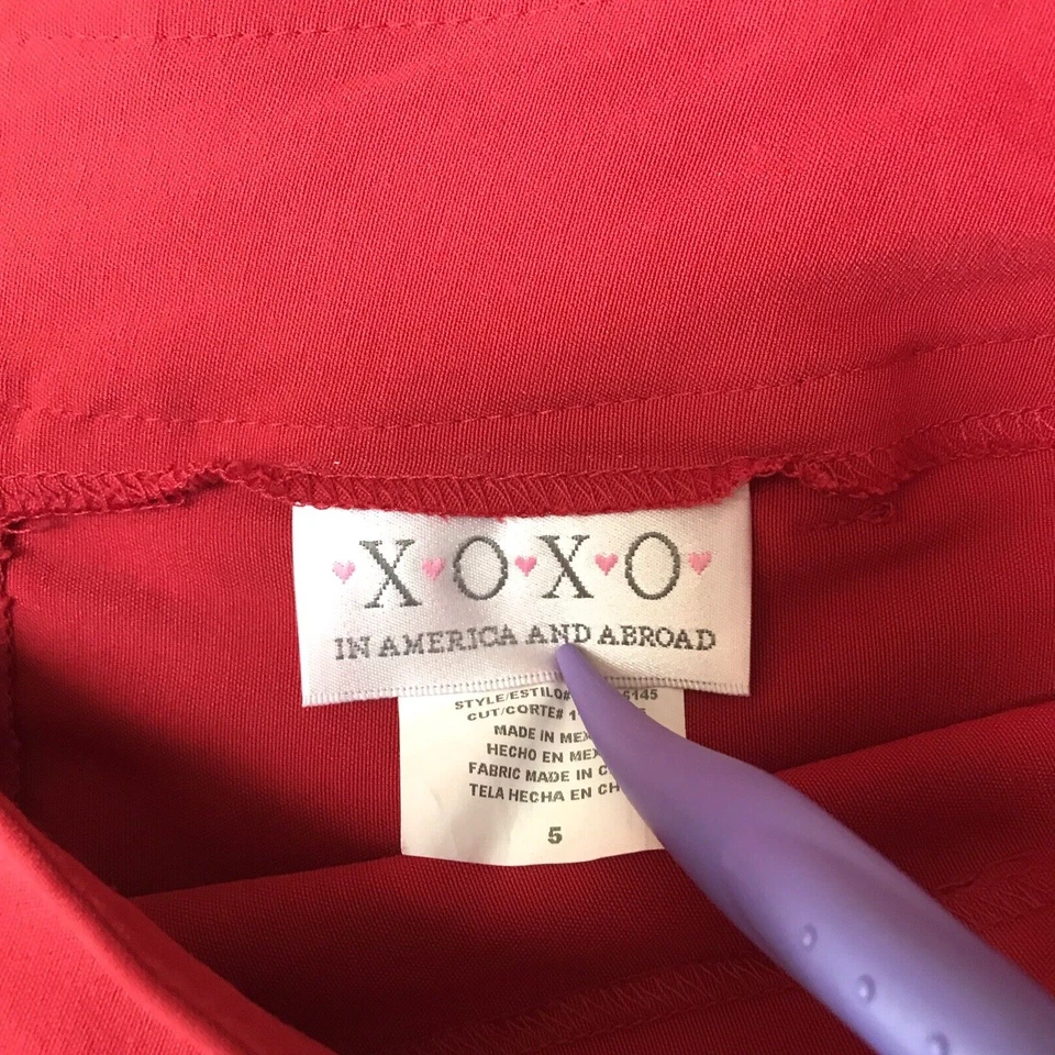 Vintage 90s Y2K Mini Skirt Juniors 5 Red Grunge Indie Rave Club Mod 60s XOXO - Image 2 of 4