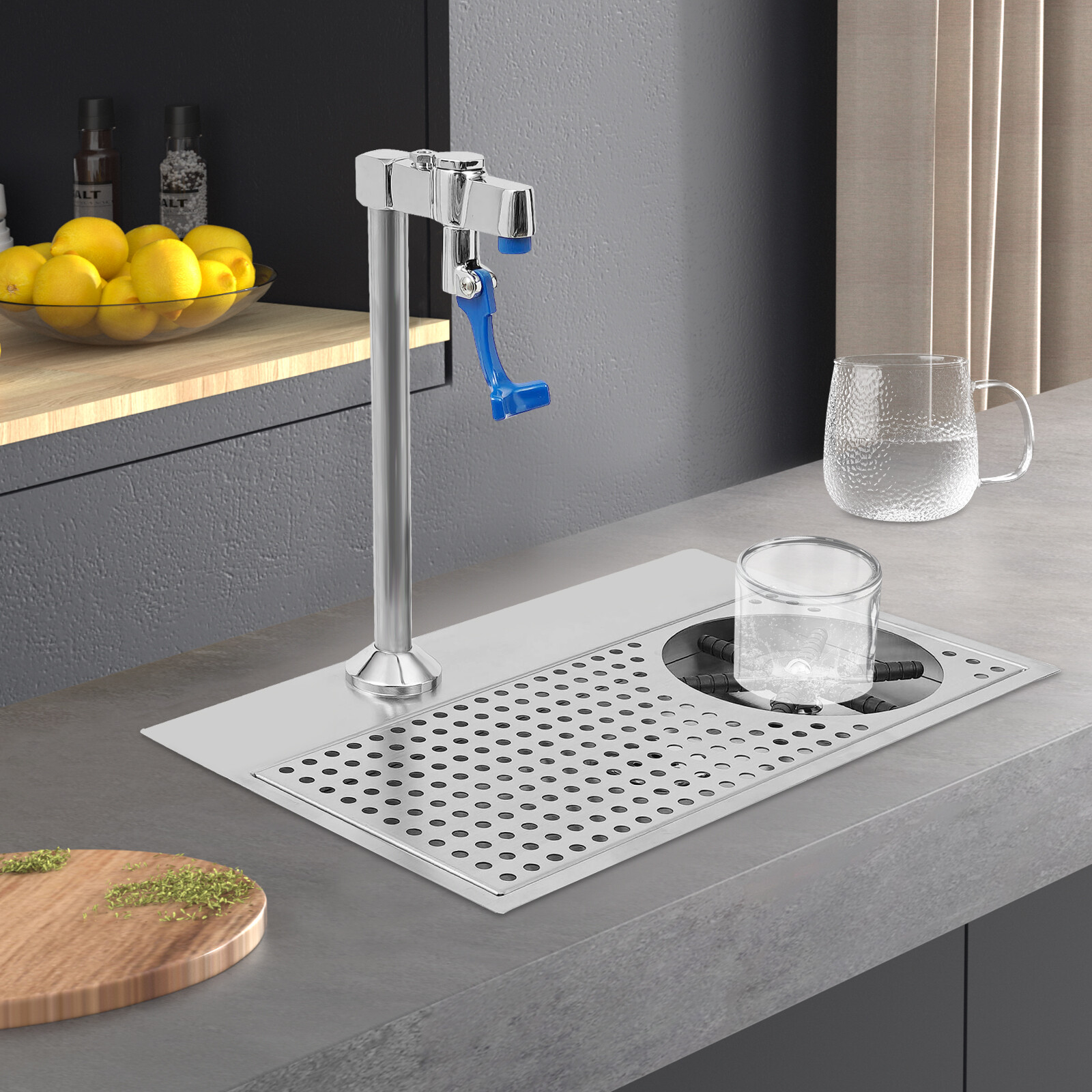 Cup Washer Cafe Hotel Restaurant Commercial Cup Wash Cleaning Rinser W/ Faucet
