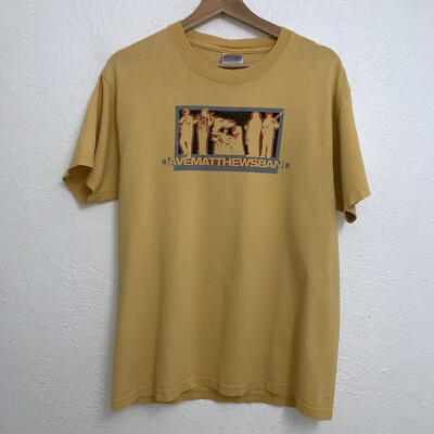 Vintage Dave Mathews Band Logo Tee Yellow T-Shirt Double Sided Size Medium