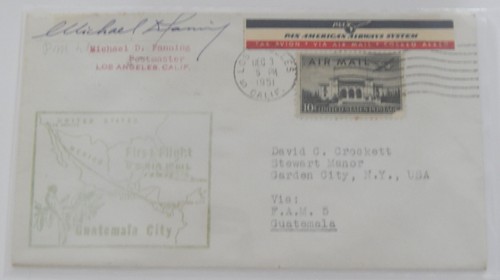 Los Angeles Kalifornien nach Guatemala 3. Dezember 1951 Erstflug Luftpost