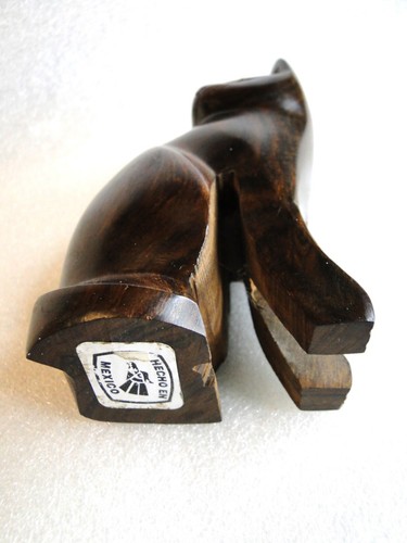 Hand Carved 5" CAT - Polished Dark Heavy Wood - Mexico - Picture 5 of 8
