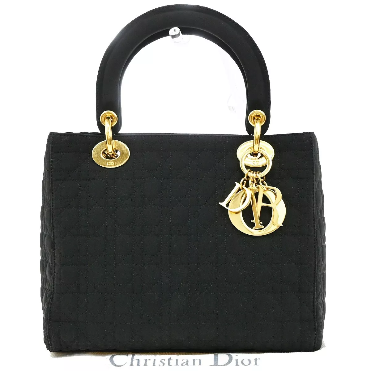 Sac à main bandoulière CHRISTIAN DIOR Lady Cannage 2 voies nylon cuir noir 75EE107