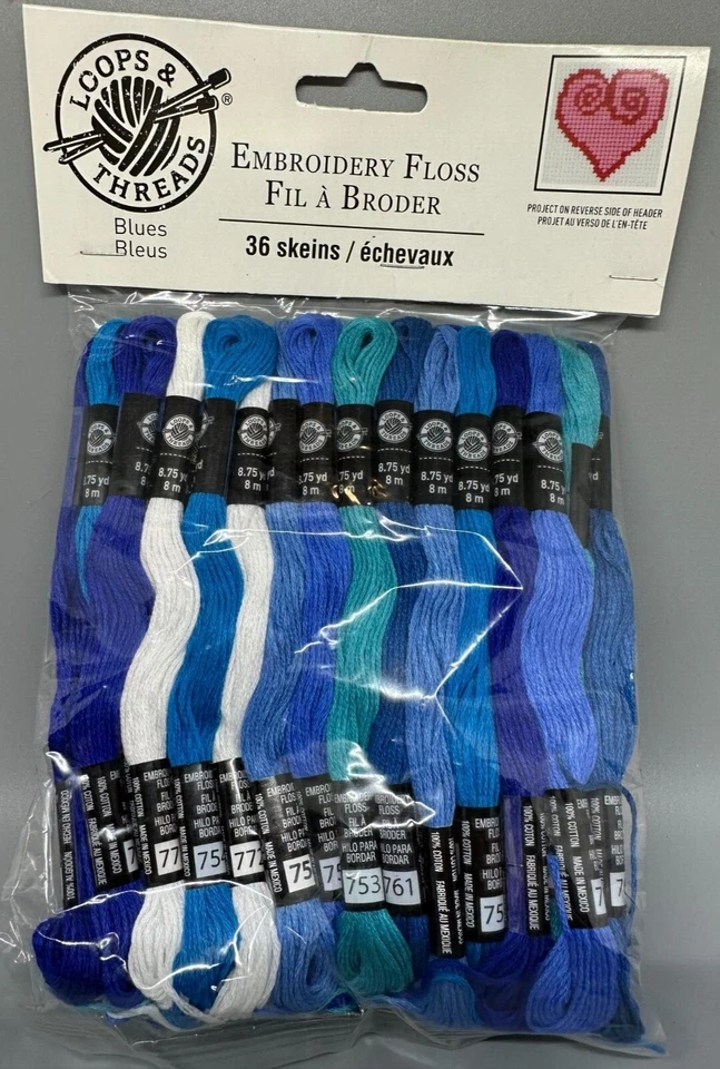 Loops and Threads Embroidery Floss Skeins 10 yd Lot of 63 Blues & Various Colors - Image 2 of 4