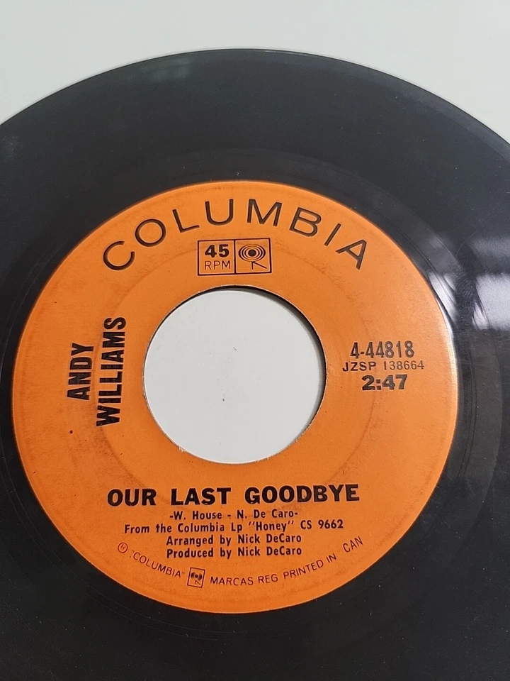 Andy Williams – Happy Heart/ Our Last Goodbye - 1969-Jazz- EX Foto 2 de 2
