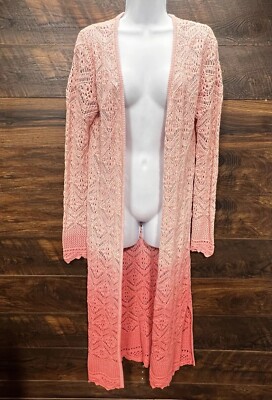 Freshman Ombre Sweater Long Sleeve Duster Cardigan Pink