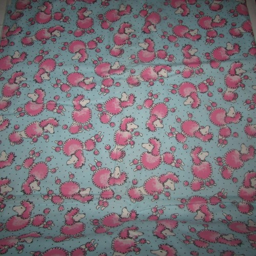 FLANNEL CLOTH 42x75" + 22x15" pink poodles on lt blue SPRINGMAID (sew rm bx5) - Picture 2 of 3