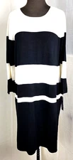 AB Studio Long Sleeve Black White Sweater Dress Size XL Pullover Zip SRP $69 NEW