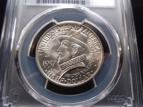 1937 MS66 Roanoke Silver Commemorative PCGS Certified Gem - White/Light Gold - Picture 2 of 8