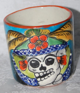 Dia De Los Muertos Mug Mayolica Mexico Artisan Pottery