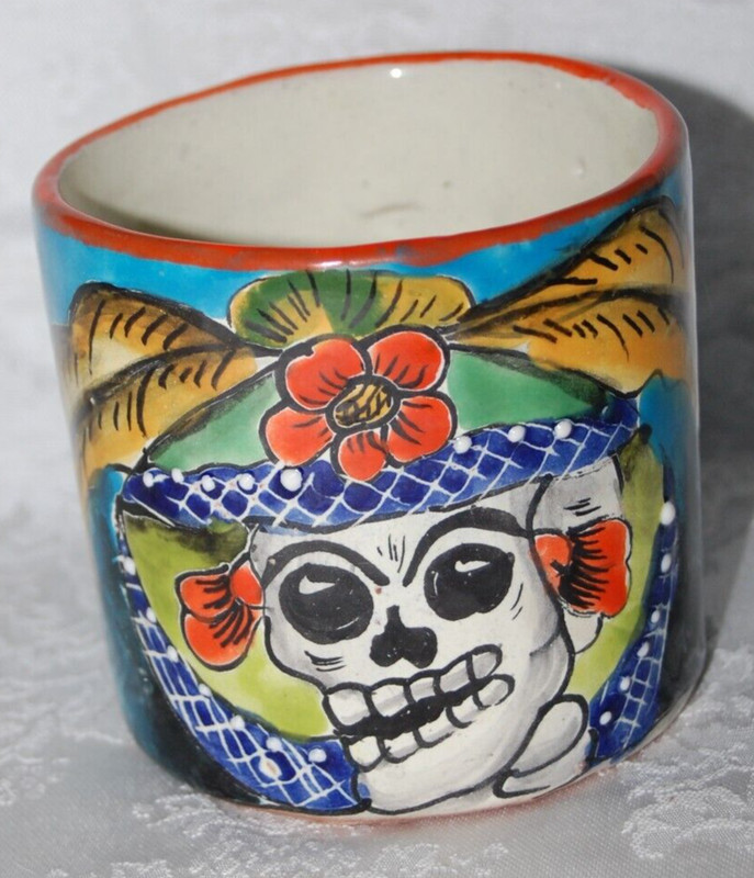 Dia De Los Muertos Mug Mayolica Mexico Artisan Pottery