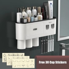 Magnetic Toothbrush Holder Automatic Toothpaste Squeezer Storage Bathroom Rack