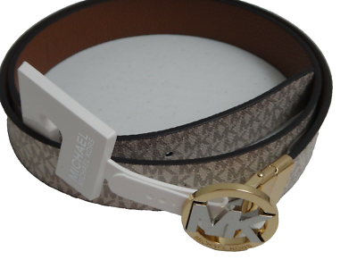 Michael Kors Reversible logo belt - Medium Vanilla/Acorn MICHAEL KORS Signature Reversible Belt White Vanilla Acorn  main image 4