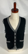 NWT Ike Behar New York Boys Button Up V-Neck Sweater Vest Black  Gray Size 7