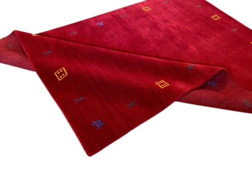 Gabbeh Carpet Red 100% Wool Oriental Carpet Hand Woven Loom Bridge G543 T4-